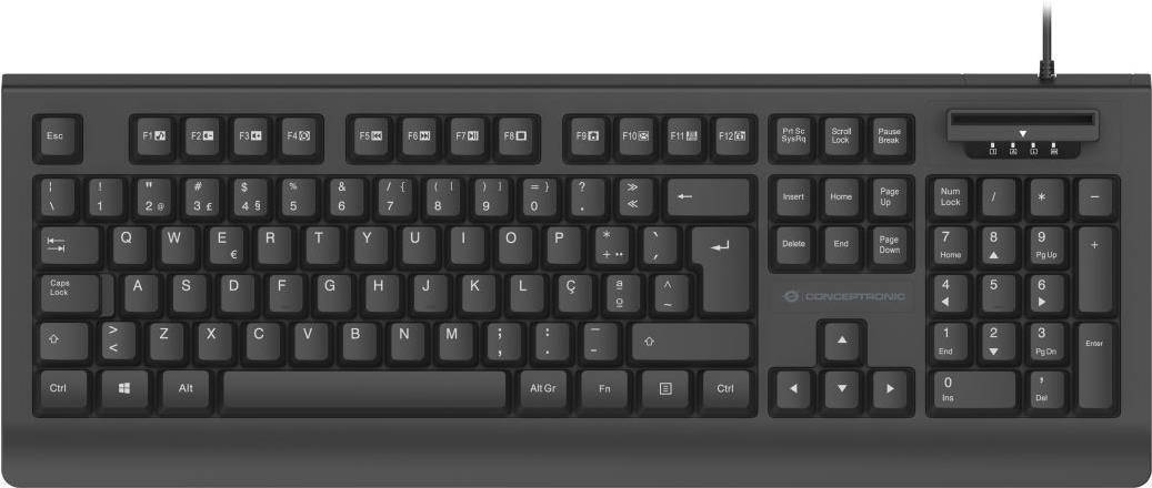 CONCEPTRONIC USB Tastatur +Smart ID-Kartenleser Layout PT sw Eingabe / Ausgabe Mäuse & Tastaturen