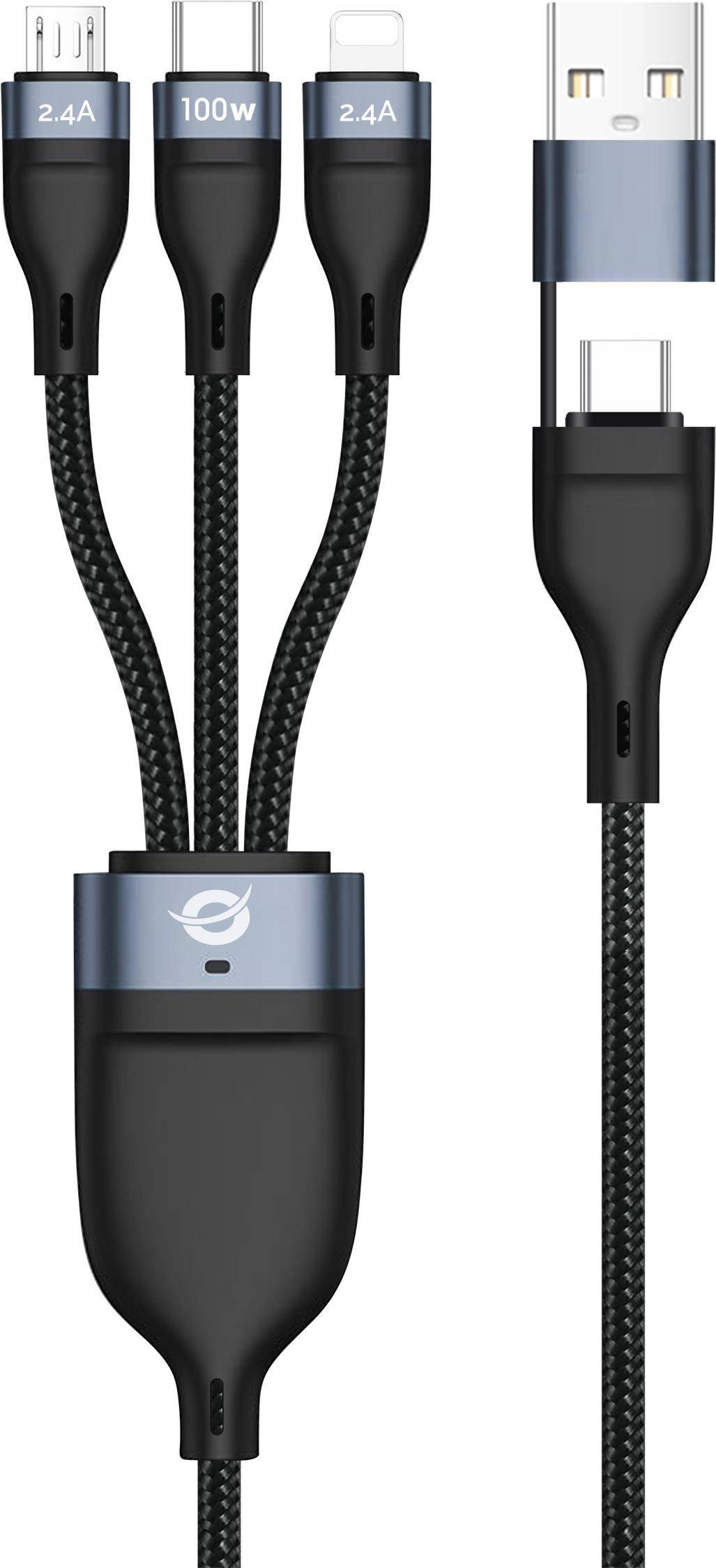 CONCEPTRONIC Kabel USB-C/-A3.0->C/MicroB/+ 480Mbs 1.50m sw Multimedia-Technik USB-Kabel