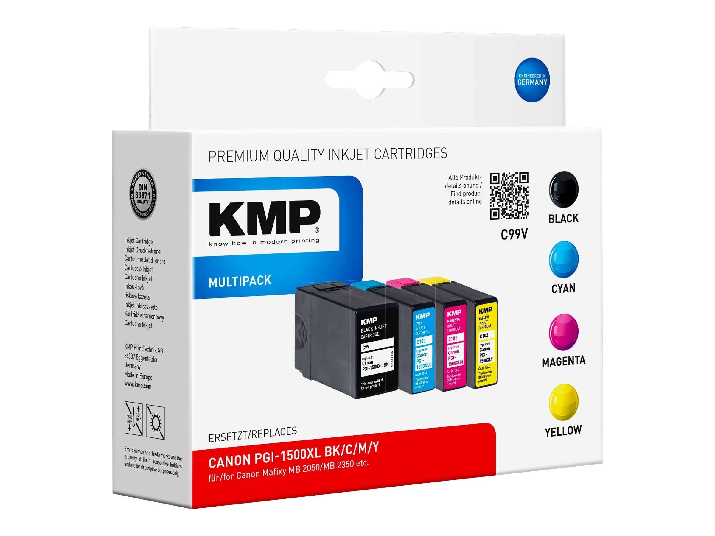 KMP Patrone Canon PGI1500XLY Multipack 780-1200S. C99V kompatibel Multimedia-Technik Patronen