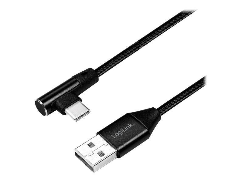 Logilink USB-Stecker USB 2.0 zu USB-C (90° gewinkelt) 1,0m Multimedia-Technik USB-Kabel