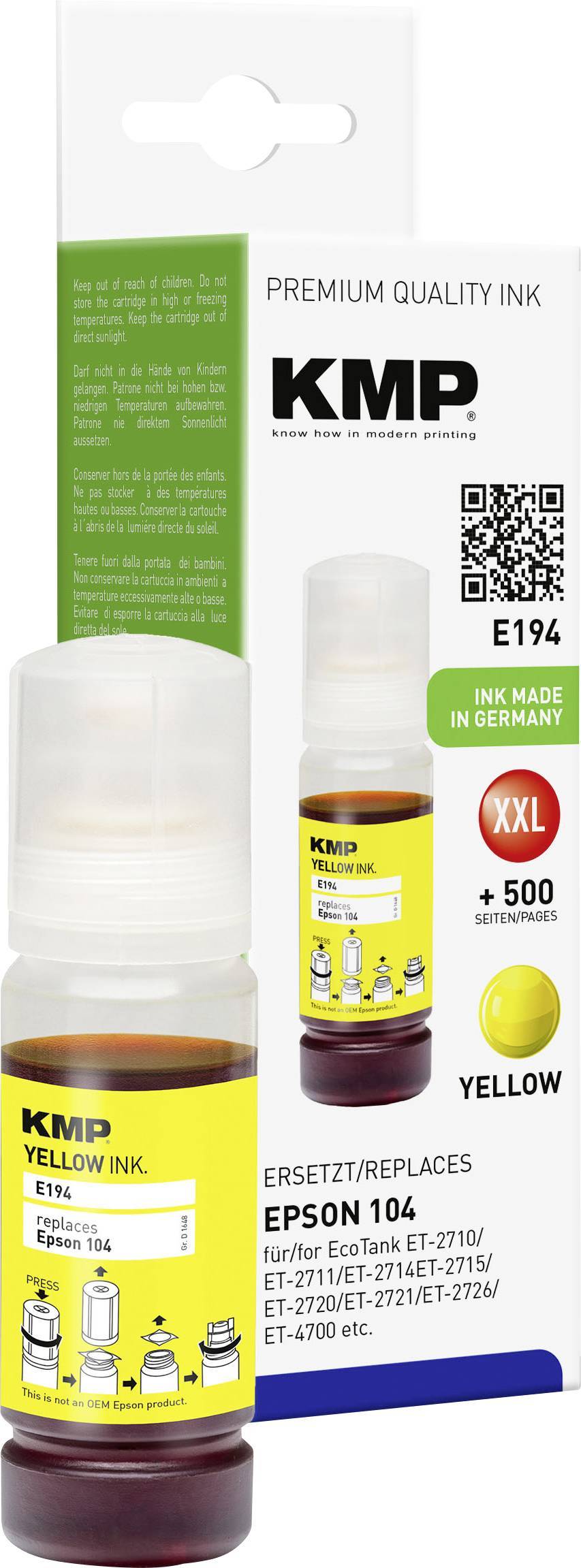 KMP Tinte EcoTank T00P4 8000 S. yellow remanufactured Multimedia-Technik Patronen Epson