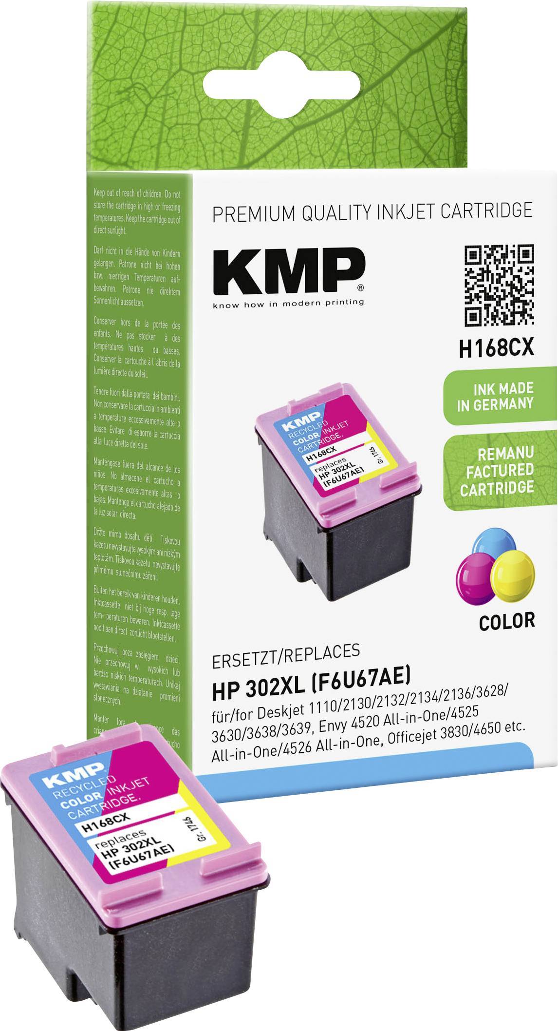 KMP Patrone HP F6U67AE NR.302XL color 350 S. H168CX refilled Multimedia-Technik Patronen HP