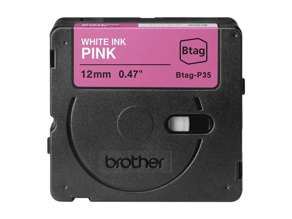 Brother BTAG-P35 - Weiß auf Pink - Rolle (1,2 cm x 4 m)