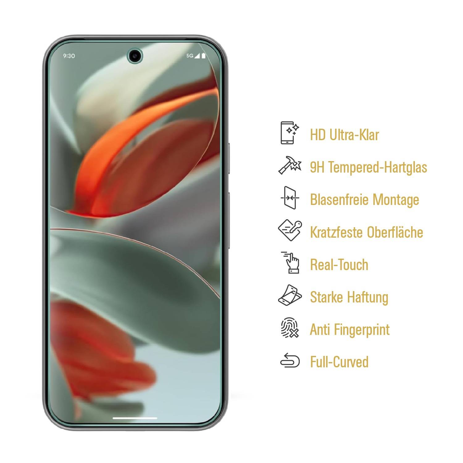 1x 9H Panzerglas für Google Pixel 9 HD klar Tempered Glass Displayschutz Schutzglas Hartglas Schutzfolie Screen-Protector