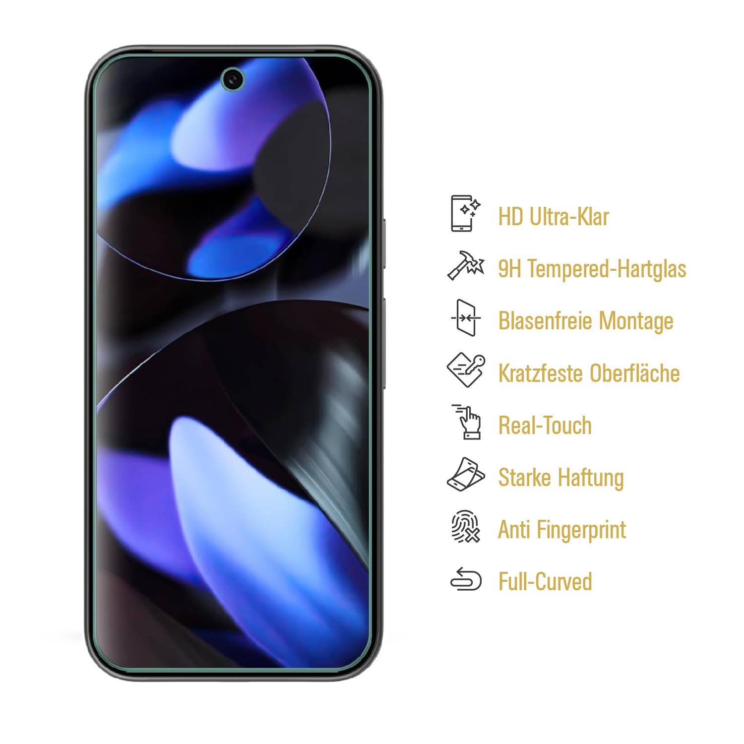 5x 9H Panzerglas für Google Pixel 9 Pro 3D KLAR echtes Tempered Glass Panzerfolie Displayschutz Schutzglas Hartglas Schutzfolie Screen-Protector