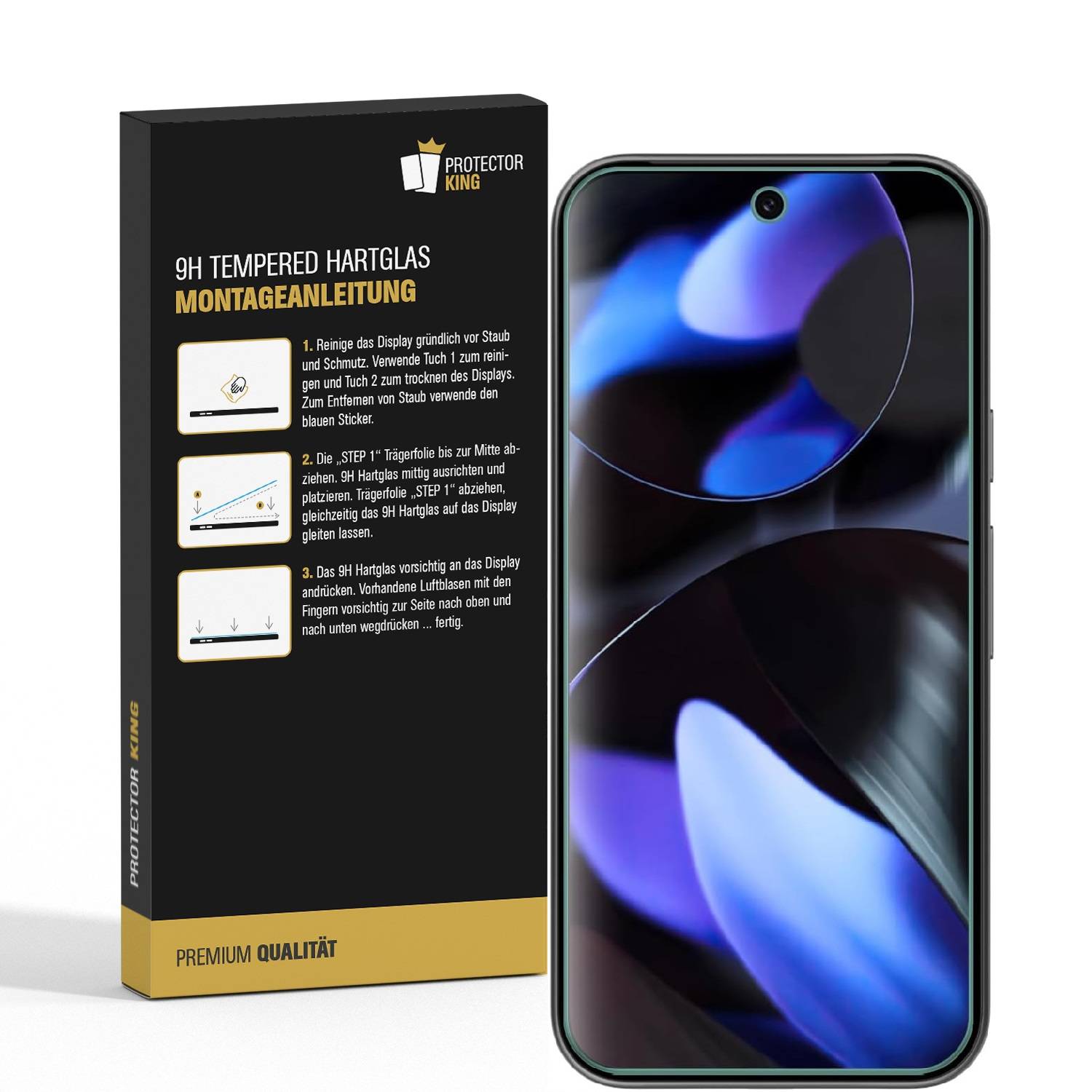 3x 9H Panzerglas für Google Pixel 9 Pro 3D KLAR echtes Tempered Glass Panzerfolie Displayschutz Schutzglas Hartglas Schutzfolie Screen-Protector