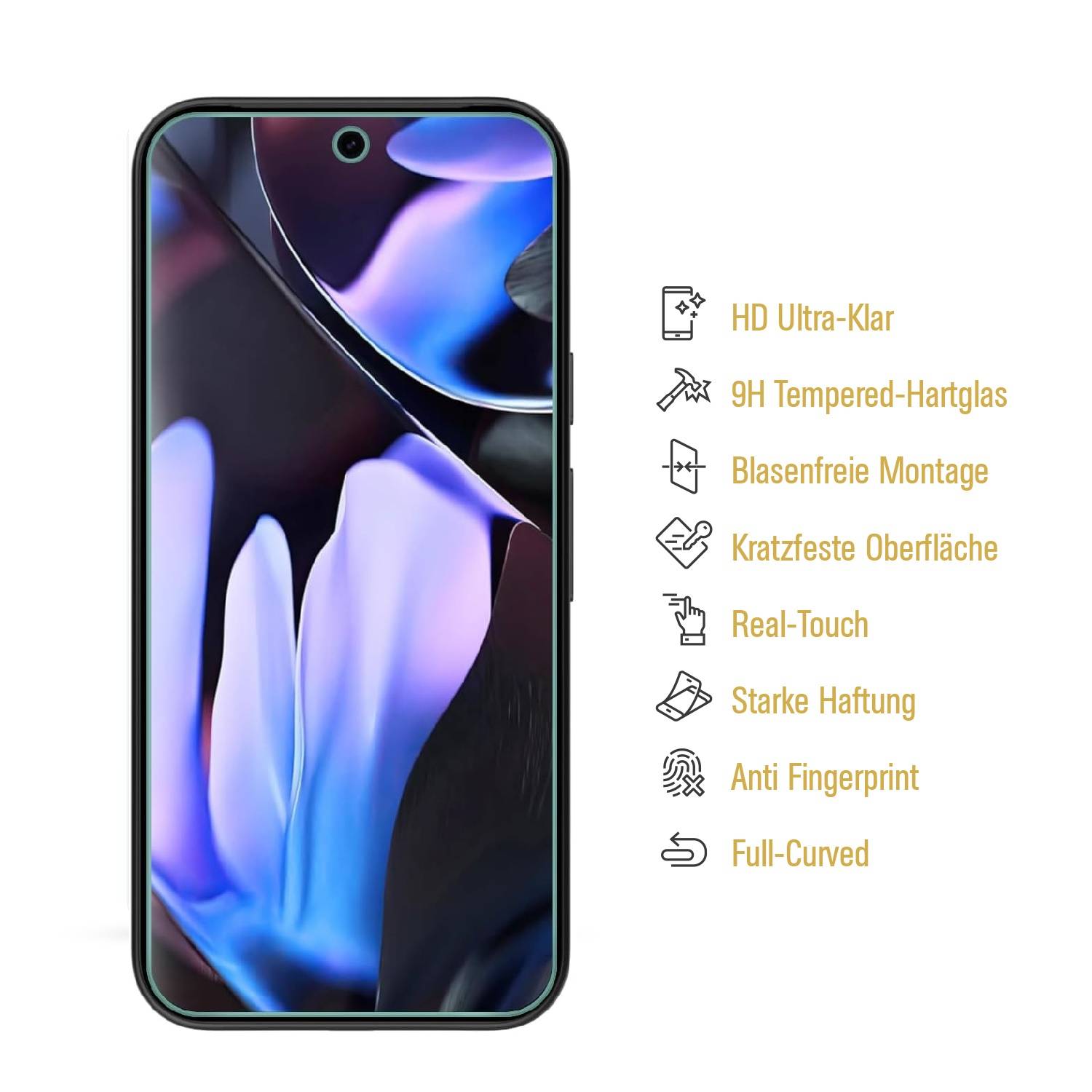 2x 9H Panzerglas für Google Pixel 9 Pro XL 3D KLAR echtes Tempered Glass Panzerfolie Displayschutz Schutzglas Hartglas Schutzfolie Screen-Protector