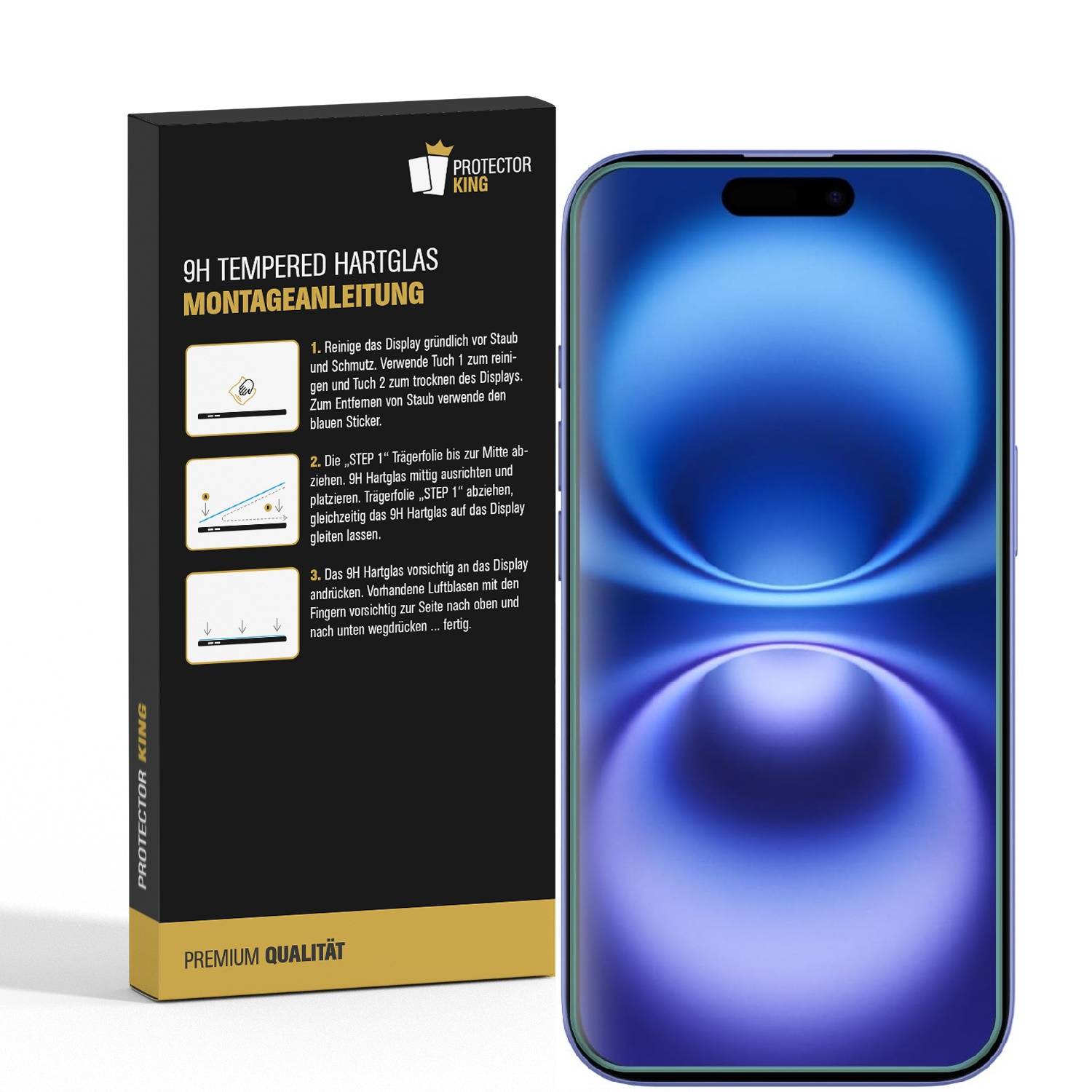 3x 9H Panzerglas für iPhone 16 matt Anti-Reflex entspiegelt echtes Tempered Glass Panzerfolie Displayschutz Schutzglas Schutzfolie Screen-Protector