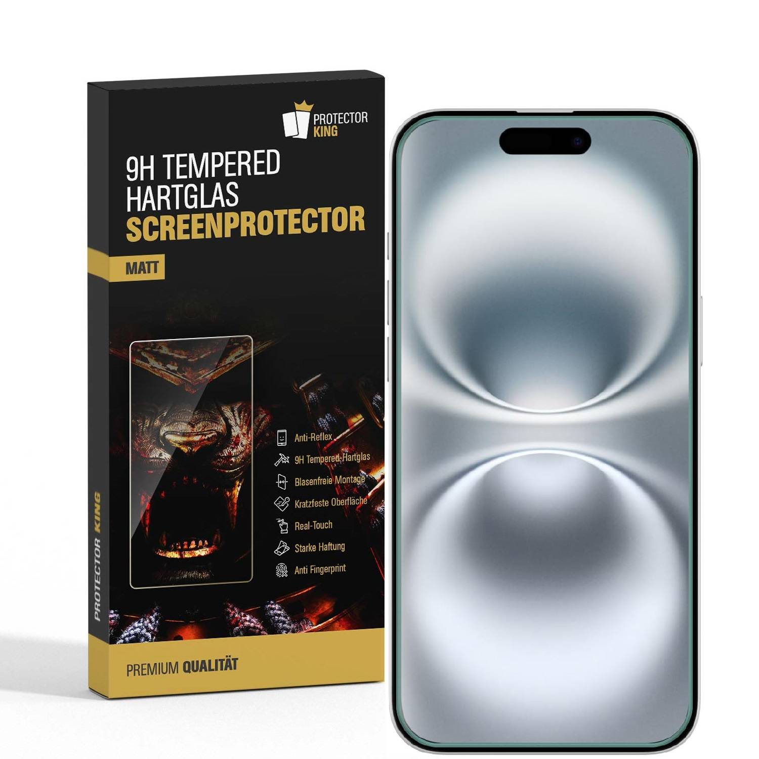 4x 9H Panzerglas für iPhone 16 Plus matt Anti-Reflex entspiegelt echtes Tempered Glass Panzerfolie Displayschutz Schutzglas Schutzfolie