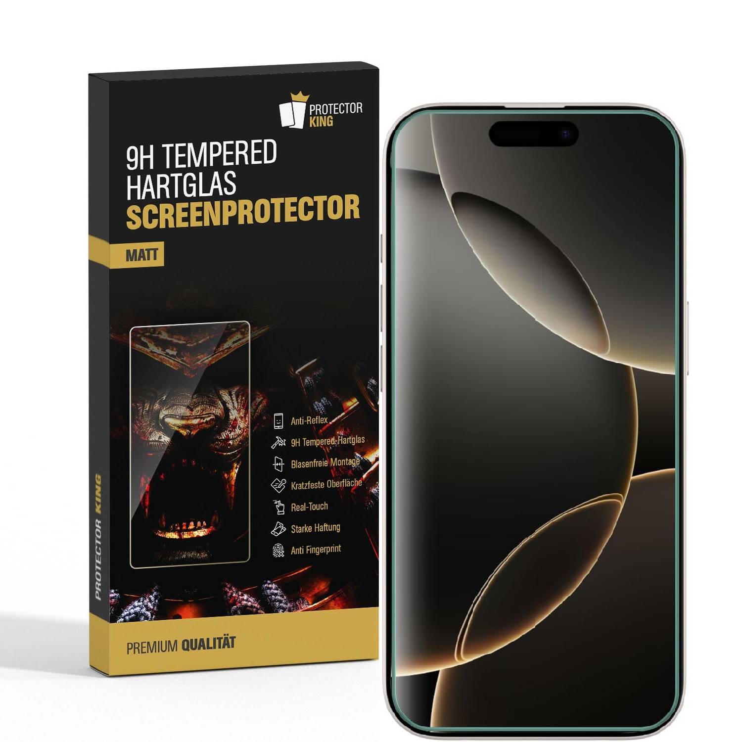 5x 9H Panzerglas für iPhone 16 Pro matt Anti-Reflex entspiegelt echtes Tempered Glass Panzerfolie Displayschutz Schutzglas Schutzfolie