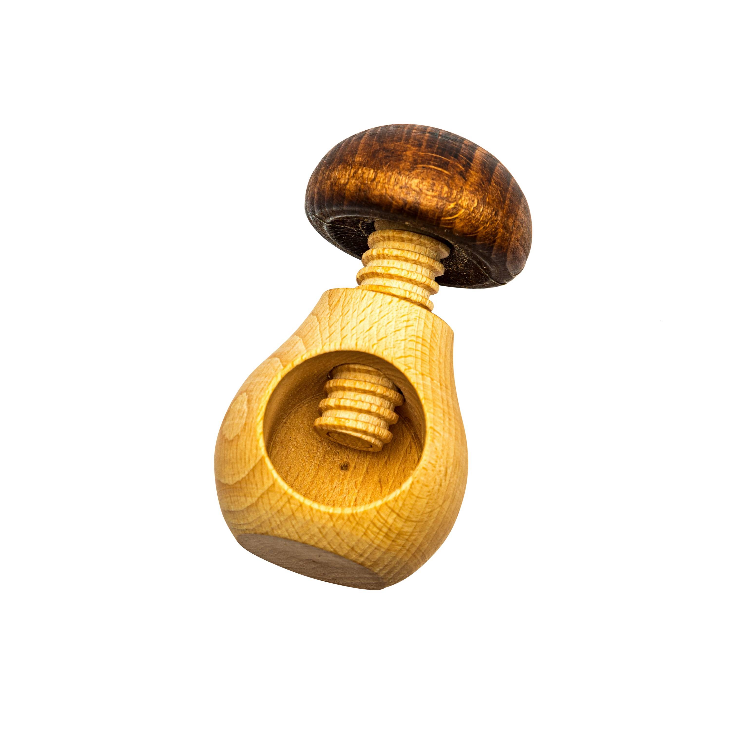 Neustanlo | Nussknacker | Pilz Design in Braun | massives Buchenholz | Schraubgewinde | klassischer Charme | ideal für Walnüsse und Haselnüsse