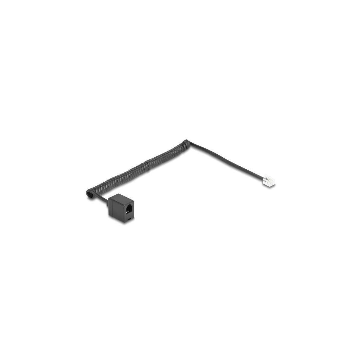 90231 - Telefonkabel Spiralkabel RJ11 Stecker zu RJ11 Buchse schwarz 2 m