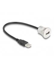 Delock USB 2.0 Typ-A Einbaubuchse mit Kabelpeitsche Stecker 30 cm Aluminium 0,3 m