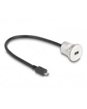 Delock USB 2.0 Micro-B Einbaubuchse mit Kabelpeitsche Stecker 30 cm Aluminium 0,3 m