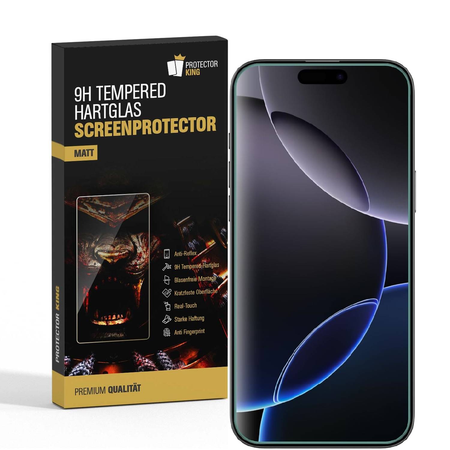 1x 9H Panzerglas für iPhone 16 Pro Max matt Anti-Reflex entspiegelt echtes Tempered Glass Panzerfolie Displayschutz Schutzglas Schutzfolie