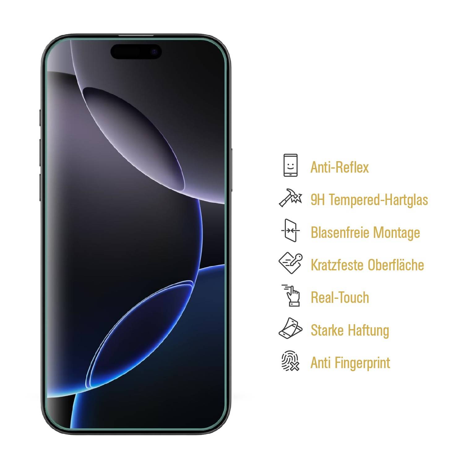 4x 9H Panzerglas für iPhone 16 Pro Max matt Anti-Reflex entspiegelt echtes Tempered Glass Panzerfolie Displayschutz Schutzglas Schutzfolie