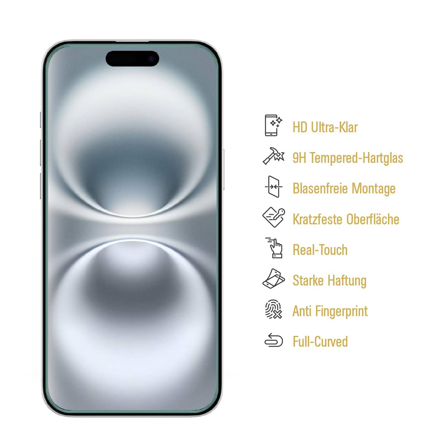 6x 9H Panzerglas für iPhone 16 Plus 3D A++ KLAR EXTREM HART echtes Tempered Glass Panzerfolie Displayschutz Schutzglas Hartglas Schutzfolie