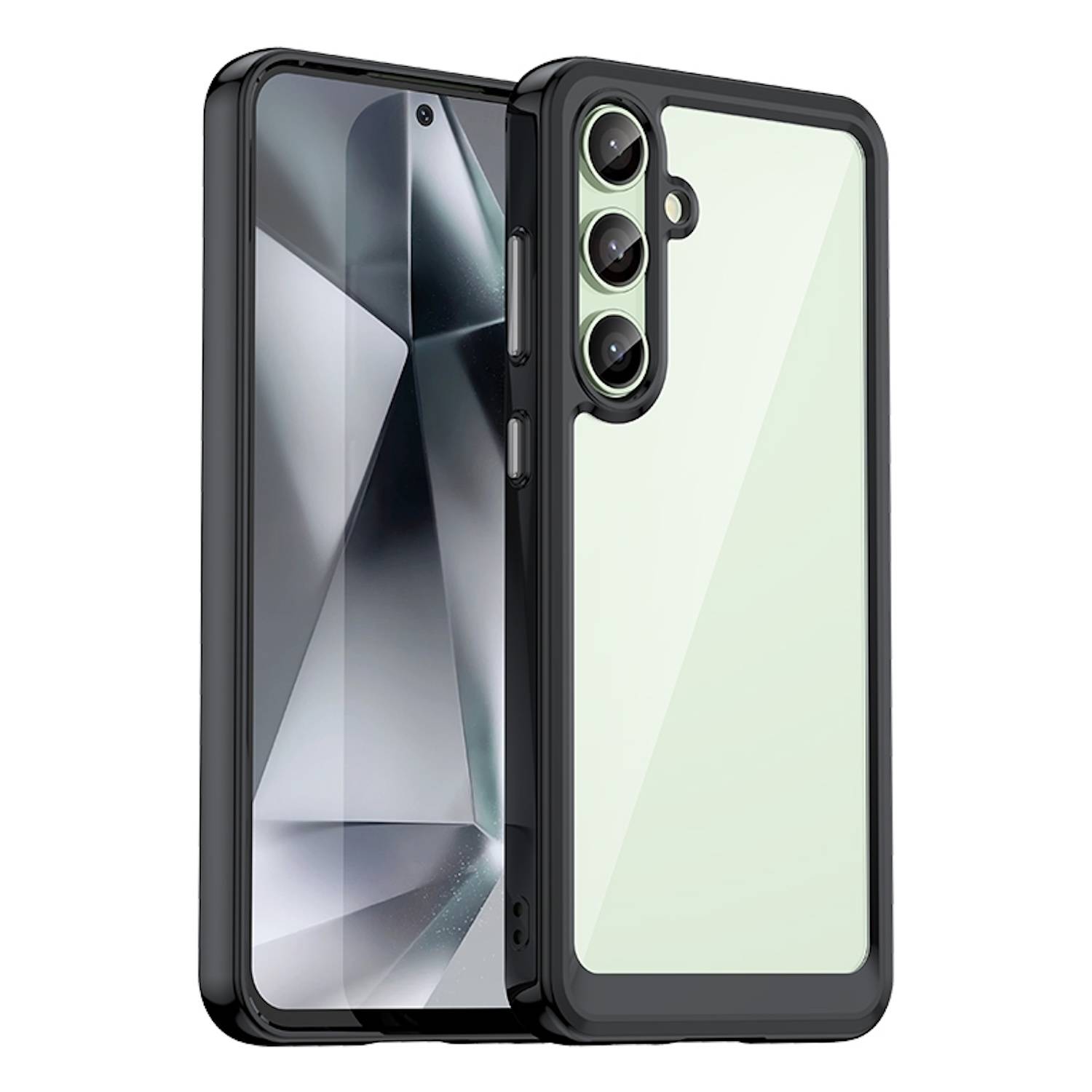 Für Samsung Galaxy S24 FE Colorful Series TPU Acryl Hybrid Schutz Hülle Schwarz