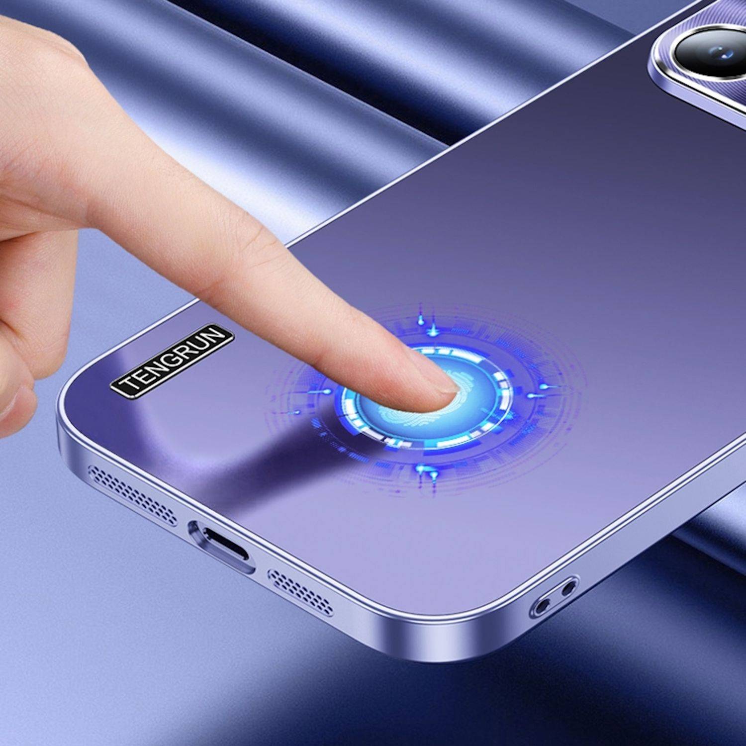 Für Apple iPhone 16 Pro Max Feinmattes Metall Design Optik Handy Hülle Case Tasche Lila