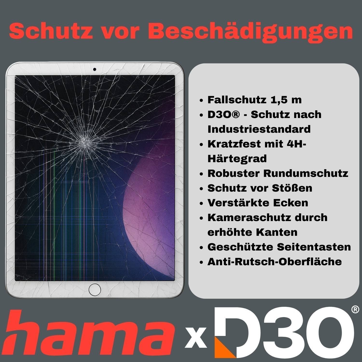 Hama D3O Rugged Case Schutzhülle Stoßfest Tasche für Apple iPad Pro 11 2025 2024