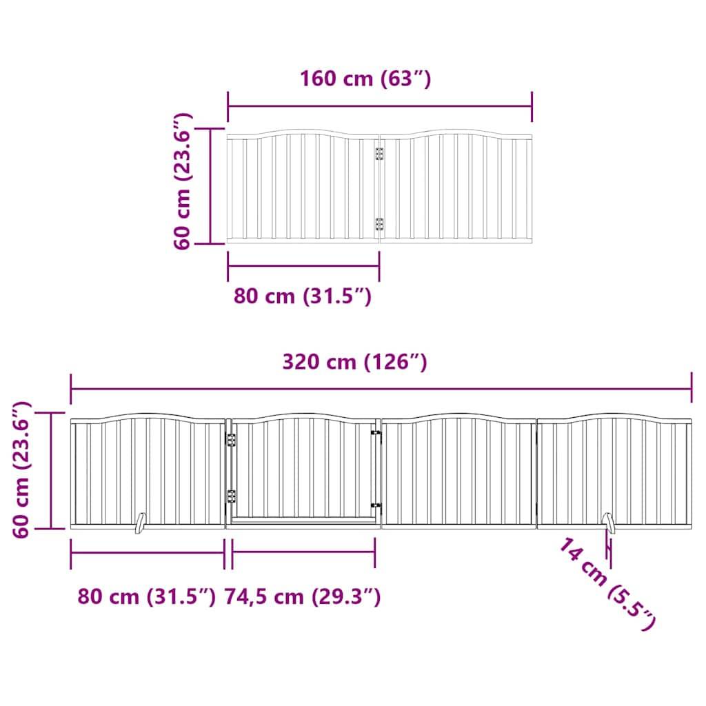 vidaXL 8-tlg. Hundetor mit Tür Faltbar 640 cm Pappelholz
