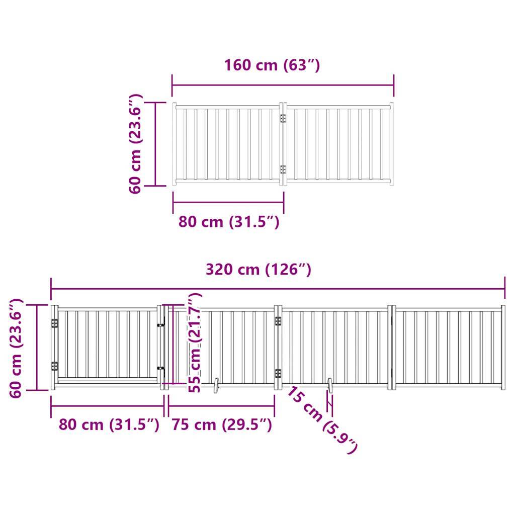 vidaXL 12-tlg. Hundetor mit Tür Faltbar 960 cm Pappelholz
