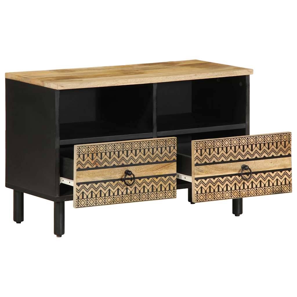 vidaXL TV-Schrank Schwarz 70x33,5x46 cm Raues Mangoholz
