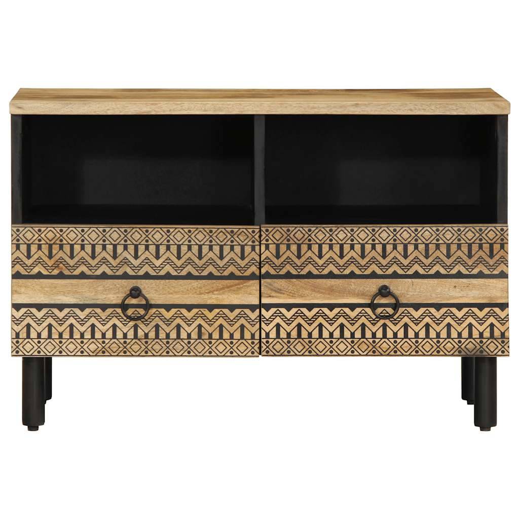 vidaXL TV-Schrank Schwarz 70x33,5x46 cm Raues Mangoholz