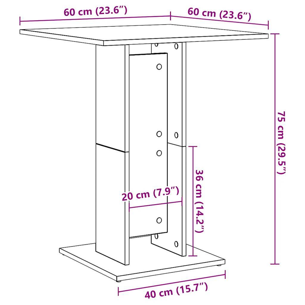 vidaXL Bistrotisch Altholz-Optik 60x60x75 cm Holzwerkstoff