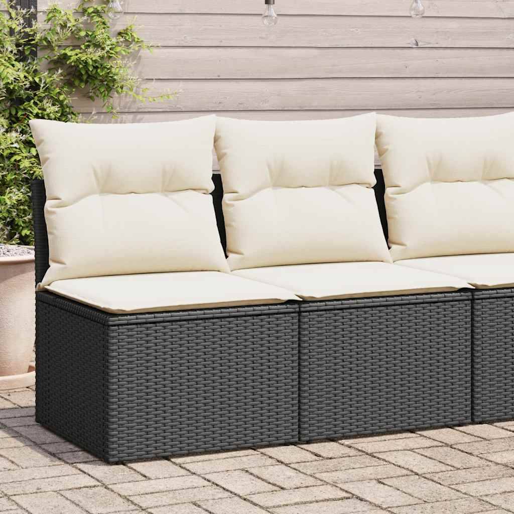 vidaXL 2-tlg. Garten-Sofagarnitur mit Kissen Schwarz Poly Rattan