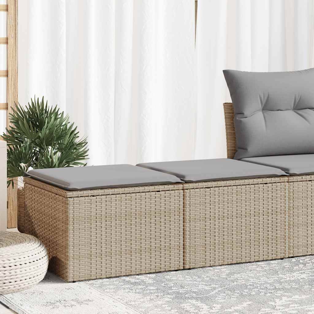 vidaXL 2-tlg. Garten-Sofagarnitur mit Kissen Beige Poly Rattan Akazie