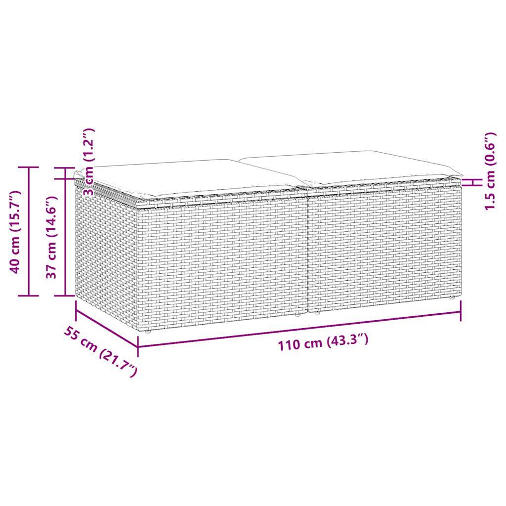 vidaXL 2-tlg. Garten-Sofagarnitur mit Kissen Schwarz Poly Rattan