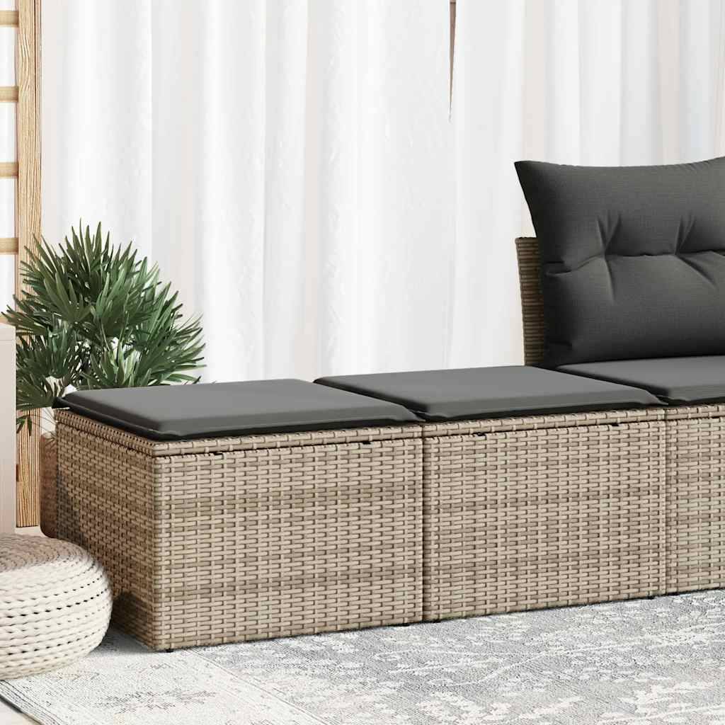 vidaXL 2-tlg. Garten-Sofagarnitur mit Kissen Grau Poly Rattan Akazie