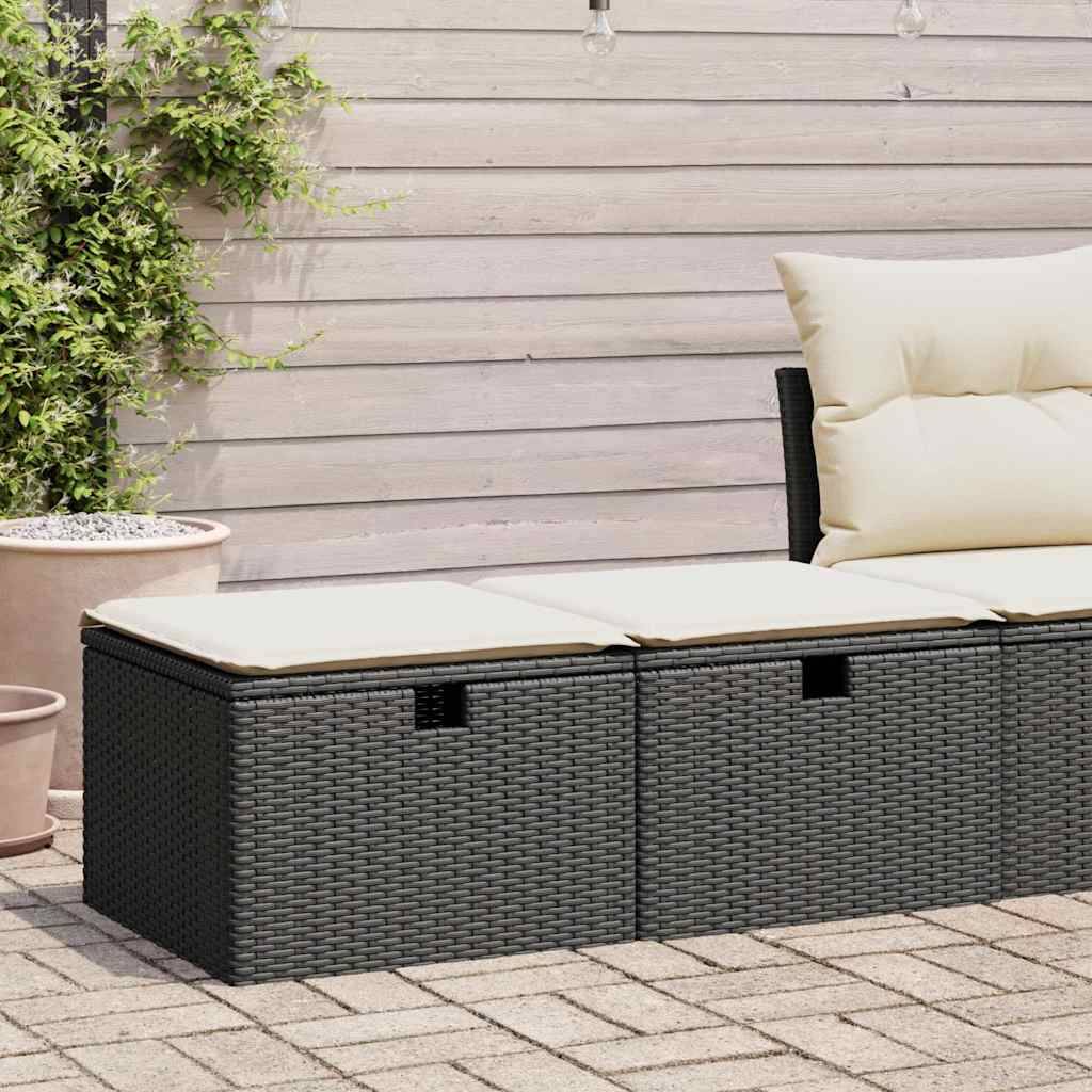 vidaXL 2-tlg. Garten-Sofagarnitur mit Kissen Schwarz Poly Rattan