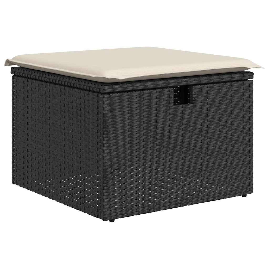 vidaXL 2-tlg. Garten-Sofagarnitur mit Kissen Schwarz Poly Rattan