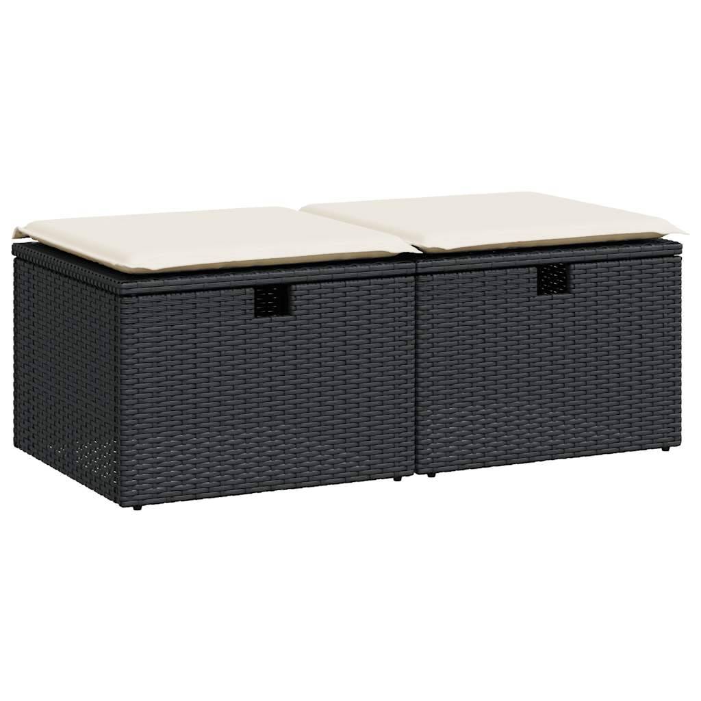 vidaXL 2-tlg. Garten-Sofagarnitur mit Kissen Schwarz Poly Rattan