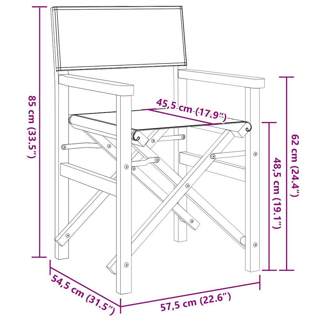 vidaXL Regiestuhl Klappbar Creme Massivholz Teak