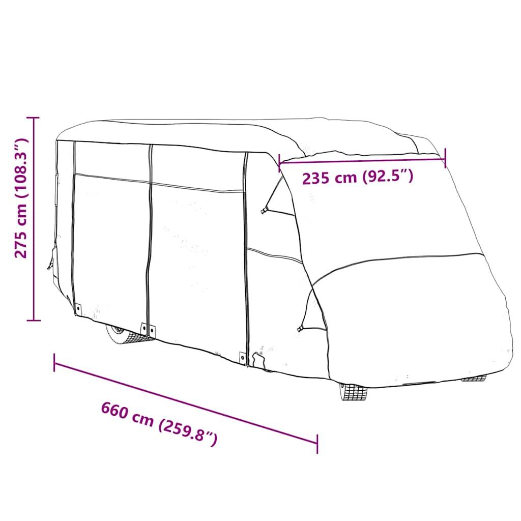 vidaXL Schutzhülle für Wohnmobil Grau 660x235x275 cm Vliesstoff