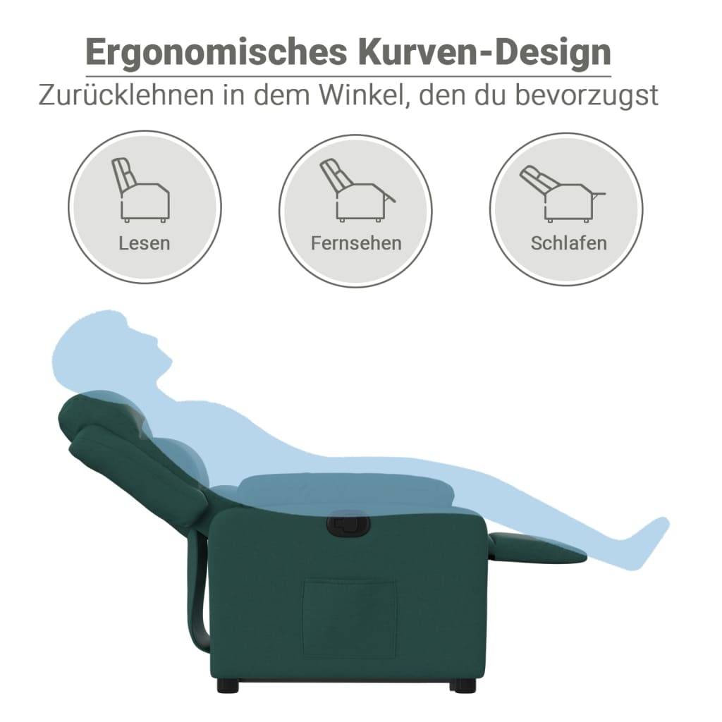 vidaXL Relaxsessel mit Aufstehhilfe Dunkelgrün Stoff