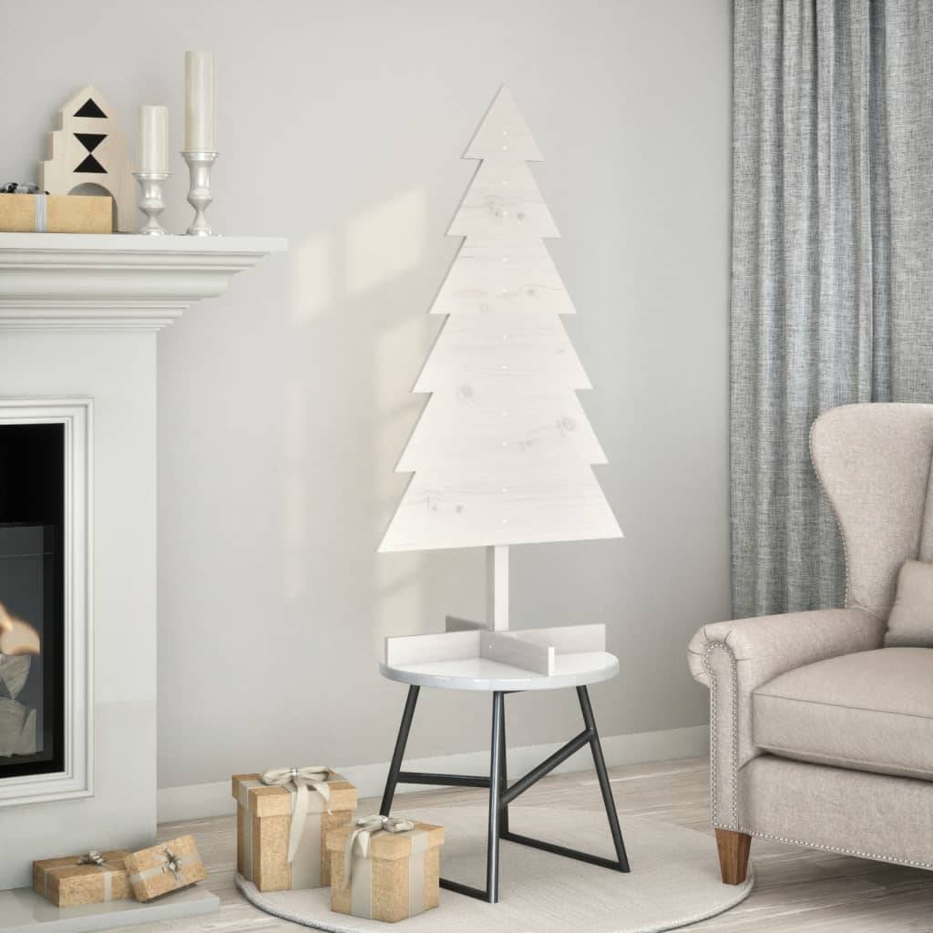 vidaXL Weihnachtsbaum zum Schmücken Weiß 120 cm Massivholz Kiefer