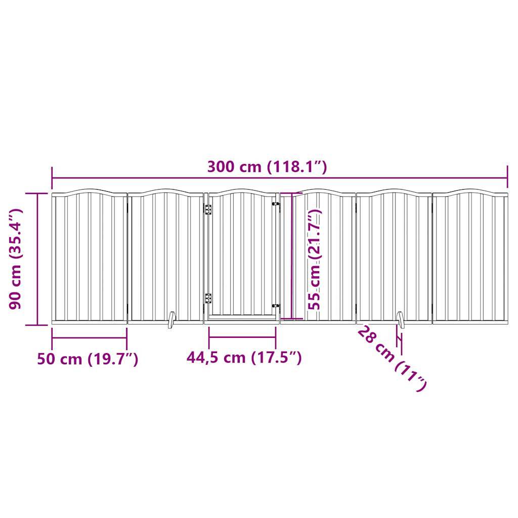vidaXL 6-tlg. Hundetor mit Tür Faltbar Schwarz 300 cm Pappelholz