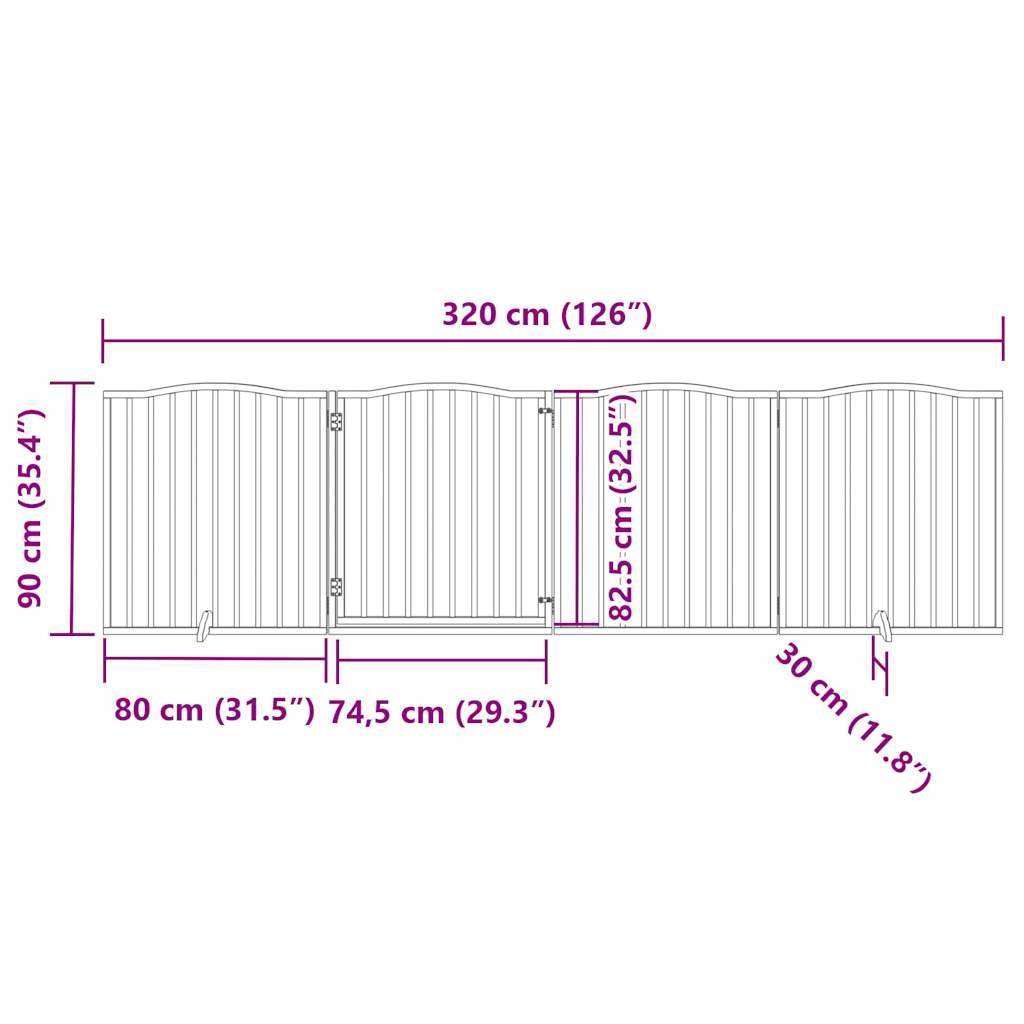 vidaXL 4-tlg. Hundetor mit Tür Faltbar 320 cm Pappelholz