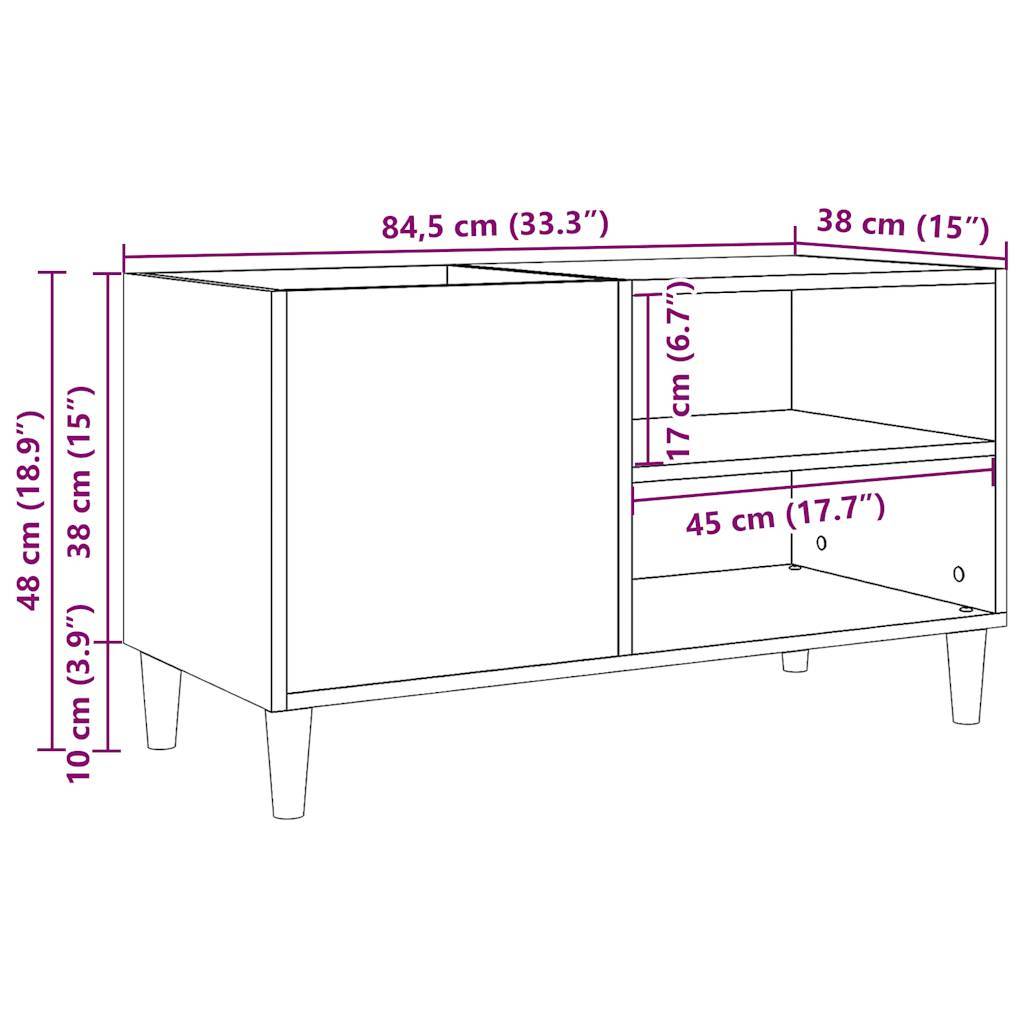 vidaXL Plattenschrank Artisan-Eiche 84,5x38x48 cm Holzwerkstoff
