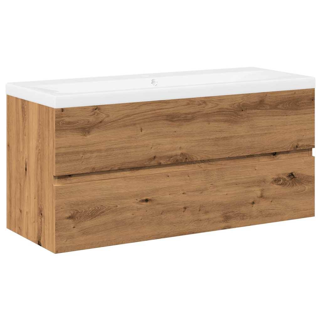vidaXL Waschbeckenunterschrank mit Einbaubecken Artisan-Eiche