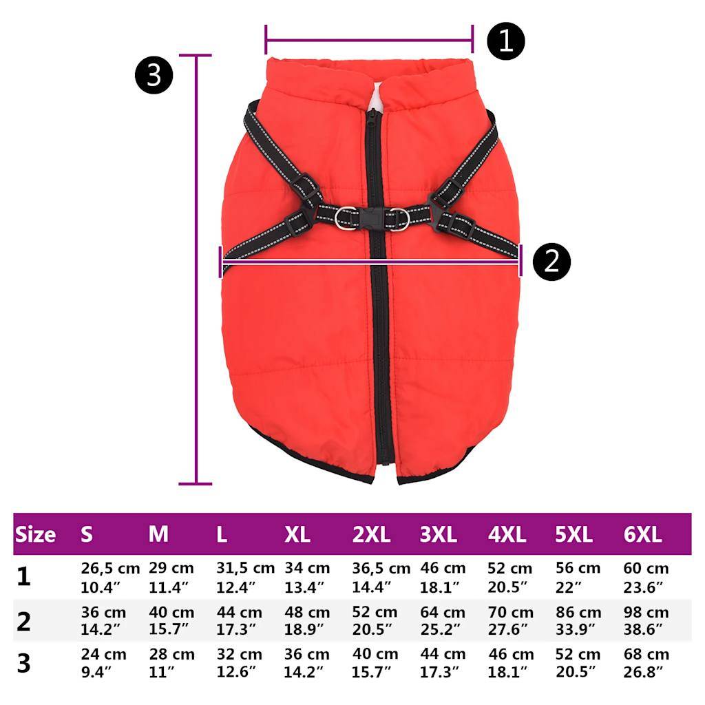 vidaXL Hundemantel mit Geschirr Wasserdicht Reflektierend Rot 3XL