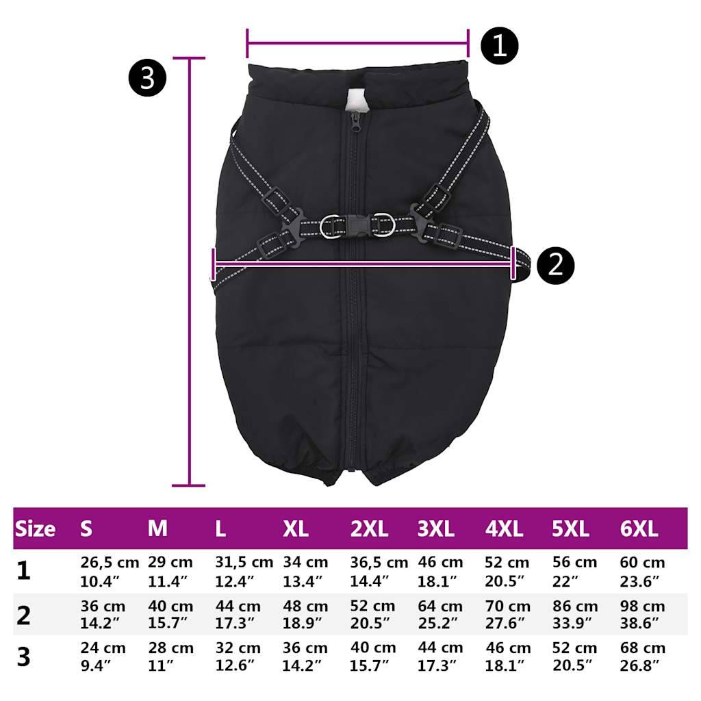 vidaXL Hundemantel mit Geschirr Wasserdicht Reflektierend Schwarz 6XL