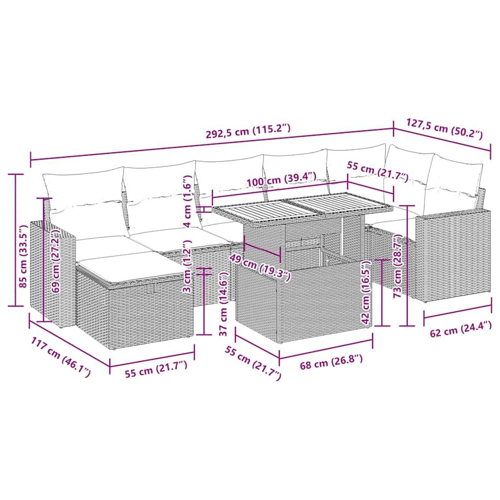 vidaXL 5tlg. Garten-Sofagarnitur mit Kissen Schwarz Poly Rattan Akazie
