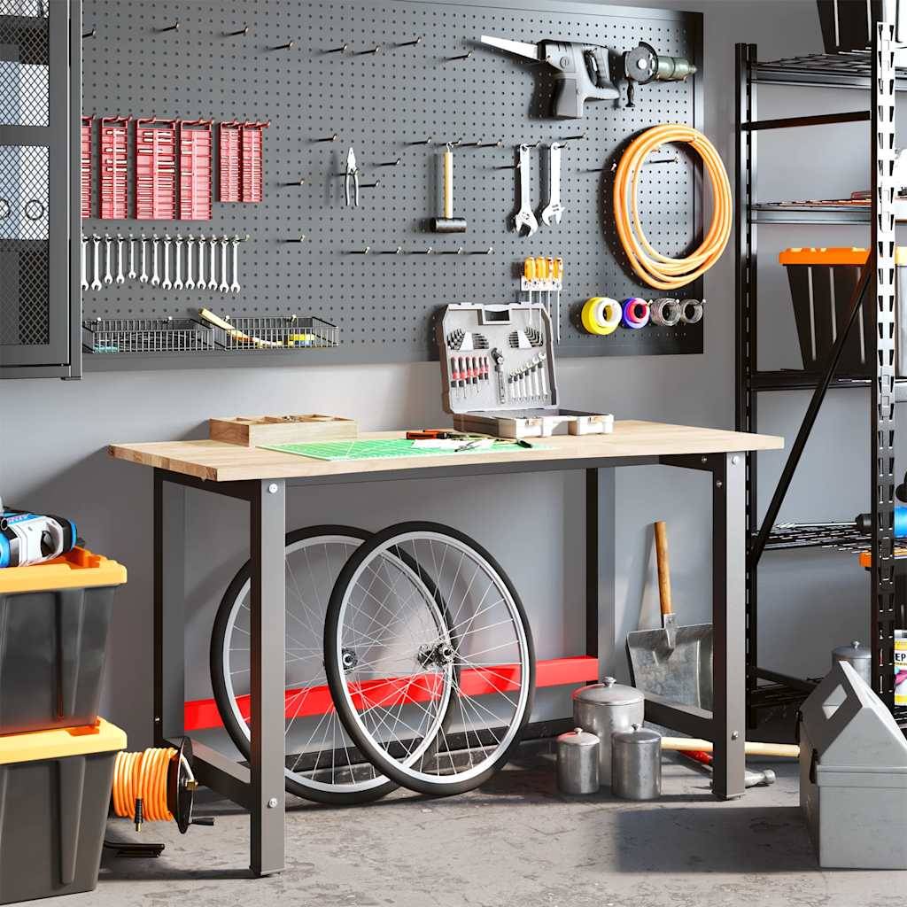 vidaXL Werkbank 140x60x81,5 cm Massivholz Eiche