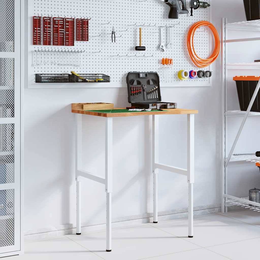 vidaXL Werkbank Hellbraun 80x60x(71,5-98) cm Massivholz Eiche
