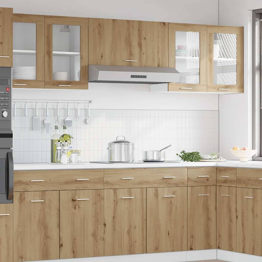 vidaXL Küchen-Wandschrank Lyon mit Glastüren Artisan-Eiche 60x31x60 cm